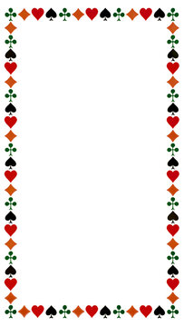 Playing Card Suits Border Frame on Transparent Background, Casino Poker Theme Empty Center for Invitation, Poster, and Web Design