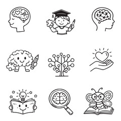 Obraz premium Vector logo for pediatric neuropsychology. Pediatric neuropsychology. Design element for children's centers, clinics, psychologists and other uses.