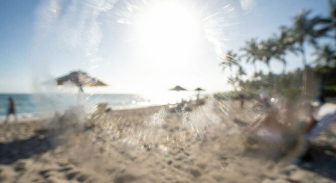 POV simulation of corneal scarring on a sunny beach