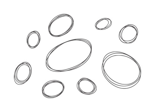 Hand drawn oval shapes scattered a white handdrawn scribble outline
