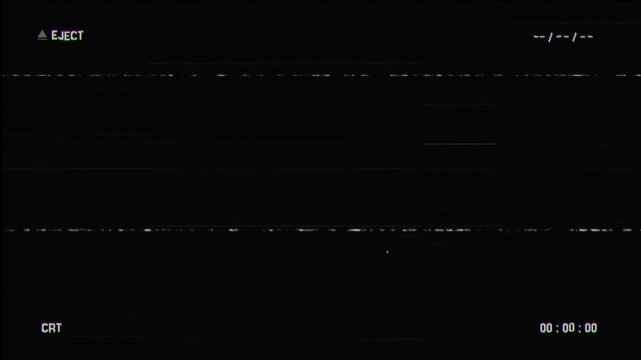 Old tape defect eject VHS animation on black background 4K resolution.
