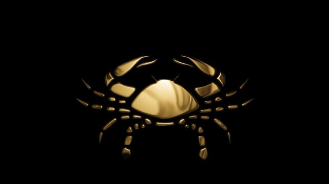 Golden zodiac sign Cancer, alpha channel, Astrology signs with a transparent background
