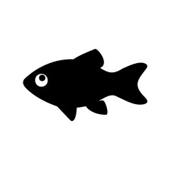 Obraz premium Simple black fish illustration on a white background in a minimalistic style