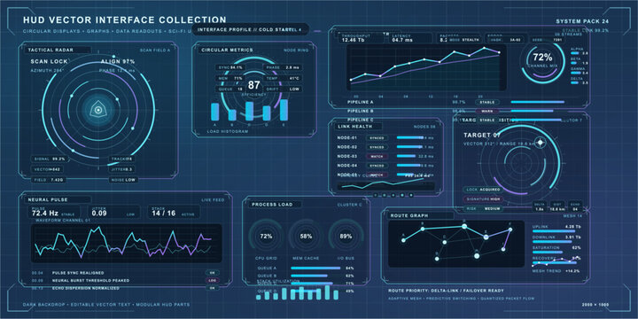 A comprehensive collection of futuristic HUD vector interface