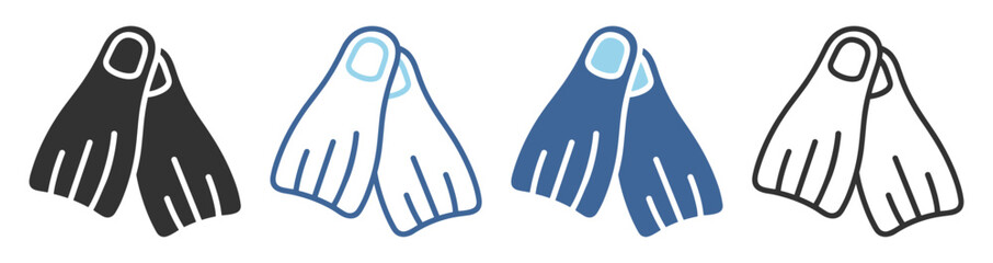 Flippers swim diving equipment flat icon on transparent background © Polyak Tata