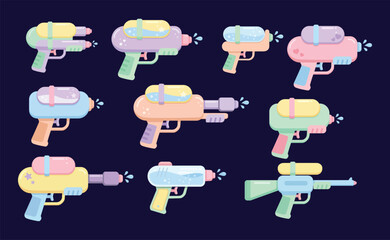 Cute Pastel Water Gun Collection: Kawaii Squirt Guns for Songkran Festival and Summer Fun