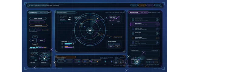Obraz premium A futuristic cyberpunk game dashboard featuring a tactical display