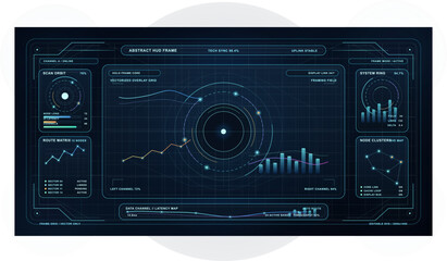 Fototapeta premium A futuristic abstract HUD frame featuring various digital data