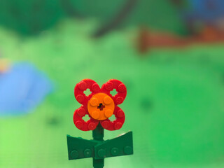 Naklejka premium Toy brick flower