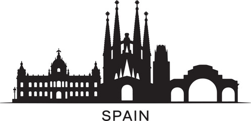 Fototapeta premium Spain skyline detailed silhouette vector illustration isolated on transparent background design element