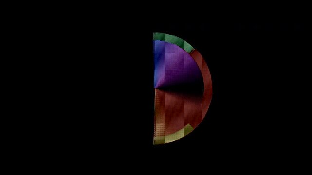 Detailed Rainbow Loading Arc, with pixelated segments in rich colors, forming a half-circle to display ongoing loading progress.