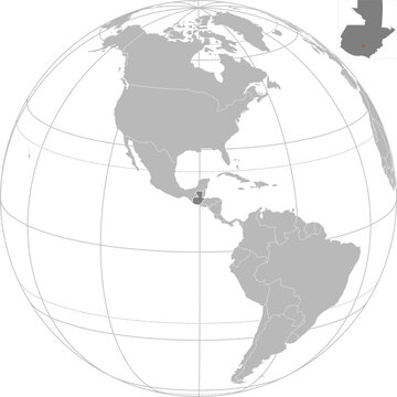 World vector map with country boundaries and graticules (Guatemala-centered view, orthographic projection, PPT-compatible & fully editable)	