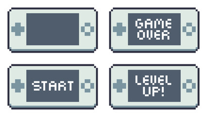 8-bit pixel art game console screen phrase set © Yejin Woo