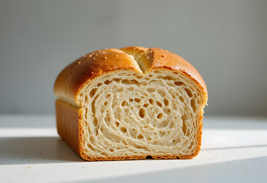 Single Bread Loaf Close Up on Simple Background