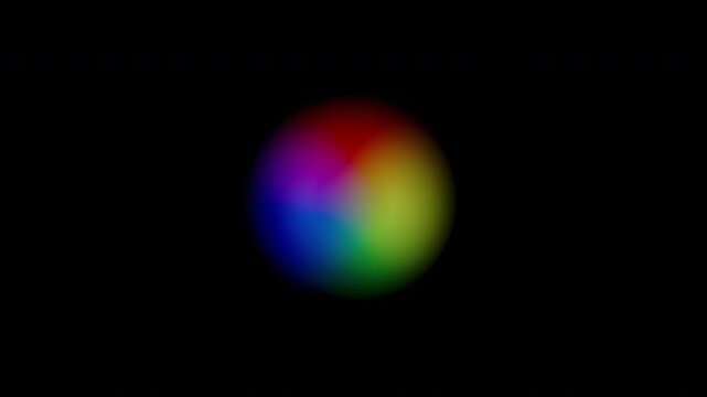 Blurred Pulsating Rainbow Circle, with smooth transitions between bright colors, continuously expanding and shrinking in a loading animation.
