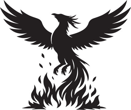 silhouette of phoenix from ashes