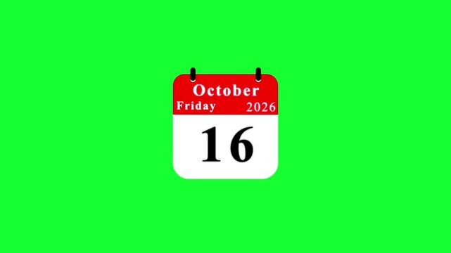 October 2026 Calendar Page Friday the 16th image photo