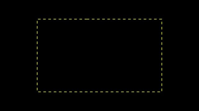 Dotted line rectangle frame animation on white background. Animation of a dotted line path from left to right point. border frame dotted line animation isolated on white screen. 4k video...,...