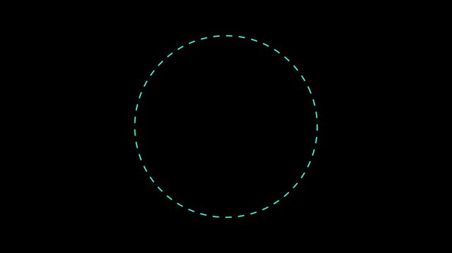 Dotted line circle frame animation on white background. Animation of a dotted line path from left to right point. border frame dotted line animation isolated on white screen. 4k video,,.......,