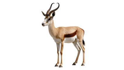 Fototapeta premium Elegant adult Grant s gazelle with curved black horns displaying a light brown coat with dark stripes, isolated on transparent background for wildlife designs