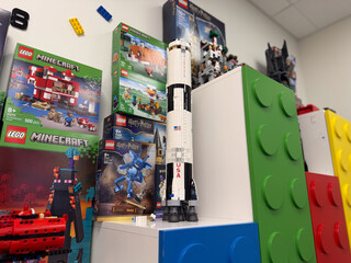 Obraz premium Lego rocket display with boxed sets