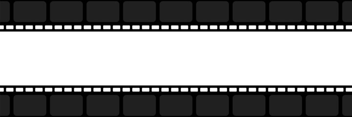 Fototapeta premium Film line strip background illustration. Minimal cinema frame vector design with movie reel elements