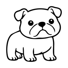 Fototapeta premium Dog Breed Doodle Icon - Bulldog Coloring Hand-Drawn Illustration