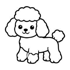 Obraz premium Dog Breed Doodle Icon - Poodle Coloring Hand-Drawn Illustration