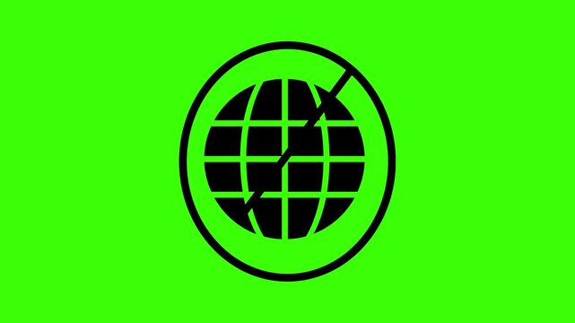 Animated disconnected internet connection on green screen