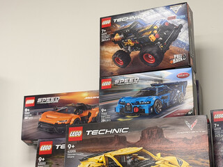 Obraz premium Stacked lego technic and speed car boxes