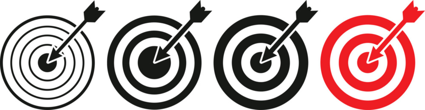 Four targets with arrows in different positions