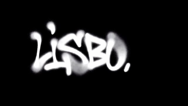 Lisbon Street Art Motion Animation in 4K Featuring Graffiti Tag Spray Paint on Urban City Wall with Realistic Aerosol Drips and Portuguese Vandal Aesthetic.