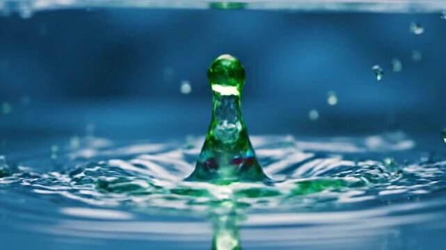 A dynamic splash of liquid creates a crown shape in water