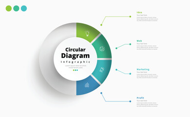 Fototapeta premium Modern minimalist, elegant, clean, circular steps, editable infographic design template