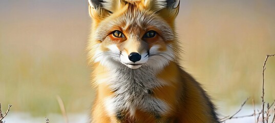 Obraz premium Captivating Portrait of a Red Fox in Its Natural Habitat, Exuding Charm and Wild Beauty Outdoors