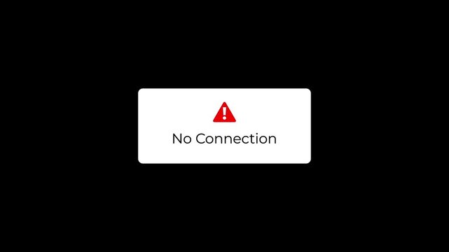 offline no connection alert popup with warning icon animation.