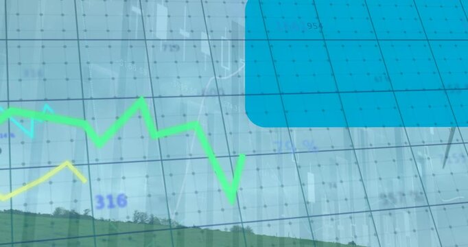 Animated video shows stats processing and a windmill in a countryside setting.