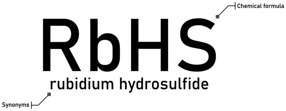 Rubidium hydrosulfide chemical formula with callout titles