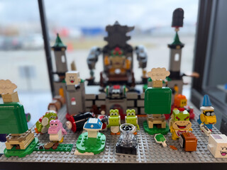 Obraz premium Miniature toy castle playset with colorful characters