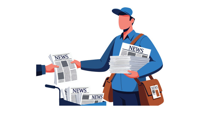 Mailman's Daily Delivery: A mailman meticulously delivers newspapers, symbolizing the flow of information and community connection. This image illustrates dedication, responsibility.