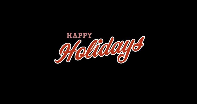 Animation of happy holidays text and multicolored lens flares over black background