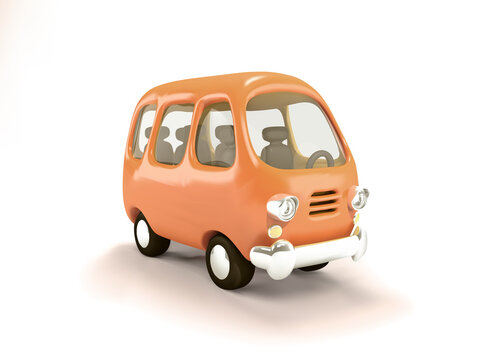 minibus 3d icon. vintage minivan isolated 3d illustration.