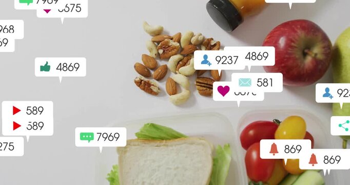 Upon first notification, icons appearing around lunch items, counts fluctuating showing engagement