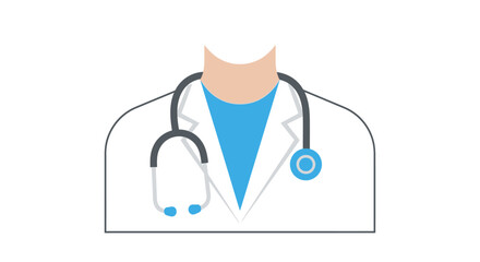 Fototapeta premium Doctors White Coat and Stethoscope Minimalist Illustration