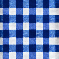 Blue White Gingham Fabric Texture Seamless Pattern, Classic Checkered Textile Background, Rustic Picnic Cloth Design, Detailed Woven Cotton Surface