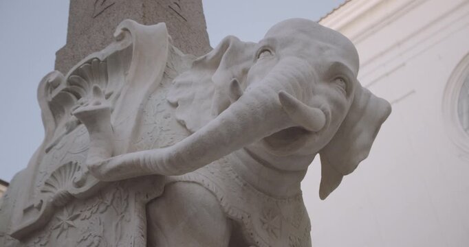 Close up of Obelisk of Minerva in Piazza della Minerva in Rome.