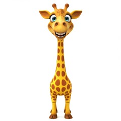 Fototapeta premium Cheerful Cartoon Giraffe with Big Eyes and Smiling Expression