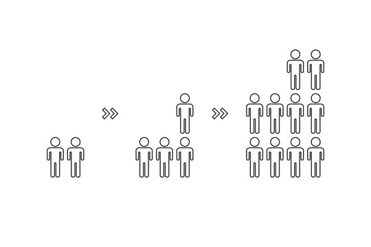 人や顧客が少しずつ増える状況をイメージしたイラスト素材
