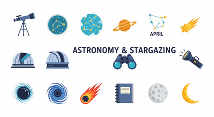 Astronomy and Stargazing Icon Set. © Agung