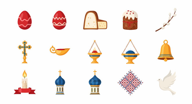 Easter eggs and religious symbols.